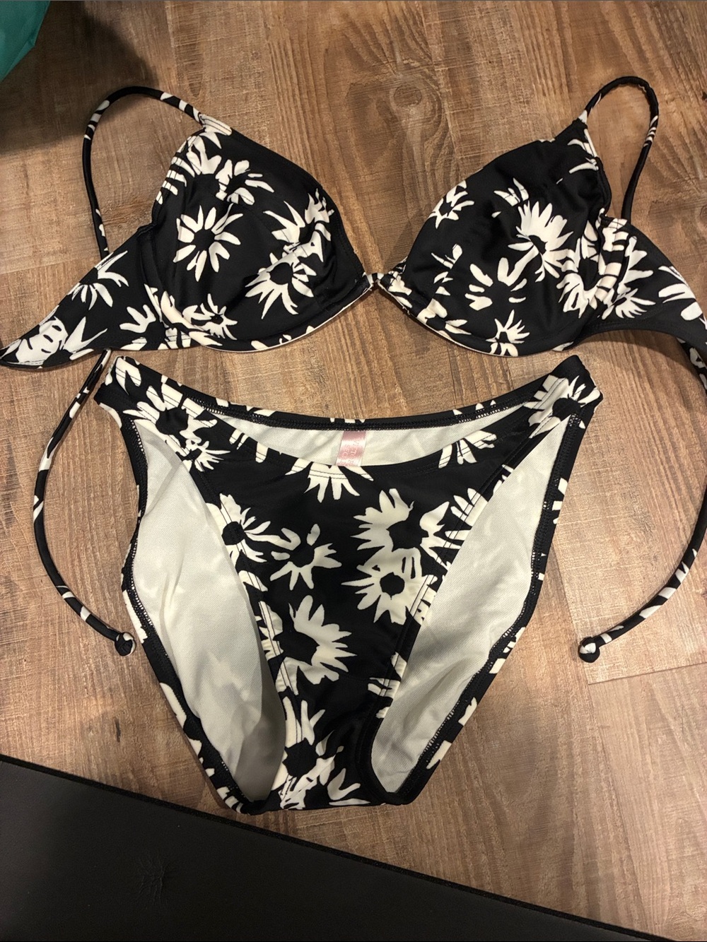 Victoria's Secret Black & White Floral Bikini Set